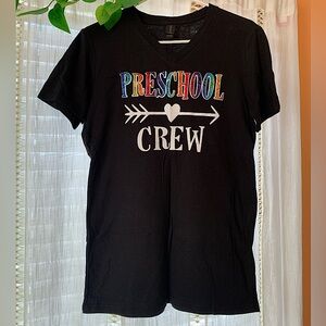 Teacher PreSchool Crew V Neck Short Sleeve Women’s Tee Size Small